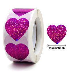 100-500pcs Heart Stickers for Envelopes Valentine's Day Sparkling Heart Stickers Decorative Love Stickers Holiday Decoration (Online Order Only)