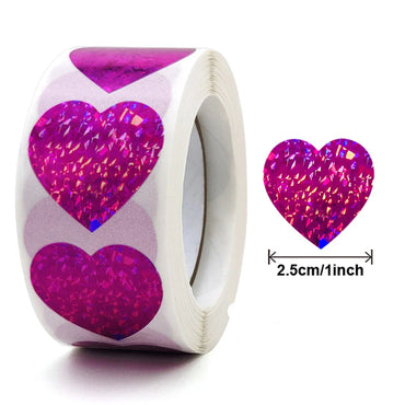 100-500pcs Heart Stickers for Envelopes Valentine's Day Sparkling Heart Stickers Decorative Love Stickers Holiday Decoration (Online Order Only)