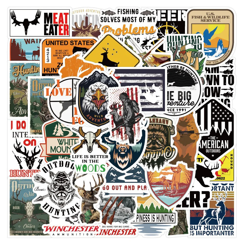 Hunting Bow Arrow Deer Head Sticker Pack - Outdoor, Motorcycle, Luggage, Skateboard, Graffiti (ONLINE ORDER ONLY)