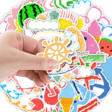 10/30/50PCS Kids Stickers Toy DIY Game Cute Graffiti Crayon Painting Sticker Decoration Decals For Notebook Wall Fridge Laptop (ONLINE ORDER ONLY)