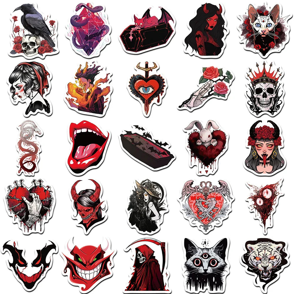 10/30/50pcs Punk Horror Gothic Skull Witch Vintage Stickers Vintage Sticker Packs (Online Order Only)