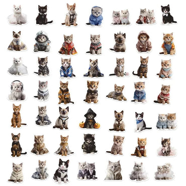 10/30/50PCS Cute Winter Cat PVC Sticker Aesthetic Decoration Scrapbooking Sketchbook Korean Stationery School Supplies for Kids (ONLINE ORDER ONLY)