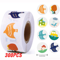 100-500pcs 1inch Cute Cartoon Stickers Round Reward Sticker Adhesive Labels for Classic School Teacher Kids Toy Sealing Lables (ONLINE ORDER ONLY)
