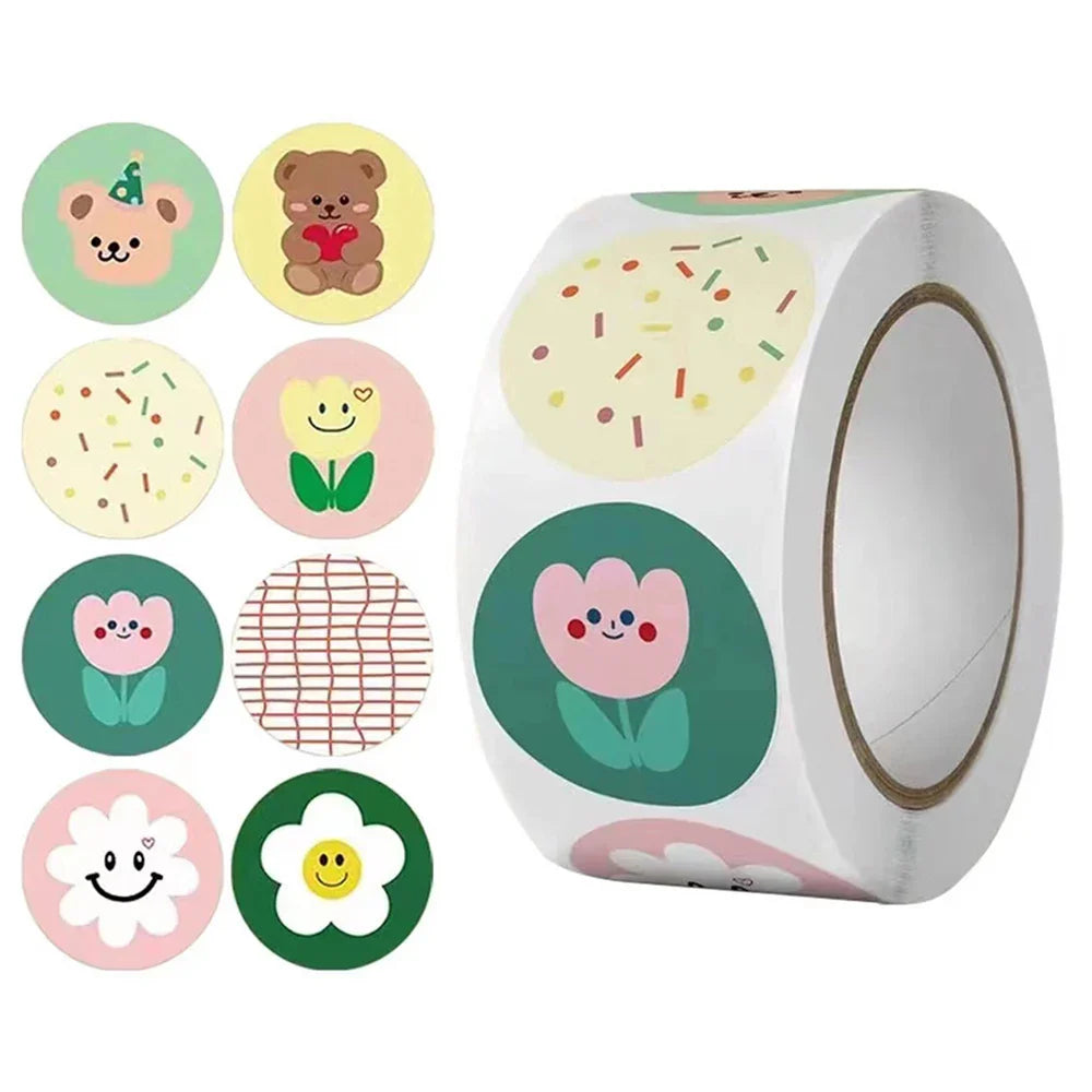100-500pcs Cute Cartoon Stickers 1inch Reward Sticker Round Rainbow Seal Labels for Handmade Gift Packing Decor Kids (Online Order Only)