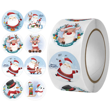 100-500Pcs Cartoon Merry Christmas Sticker Santa Adhesive Decorative Stickers for Xmas Gifts Envelop Seals Cards Packages (ONLINE ORDER ONLY)
