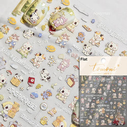 Cute Cat Cherry Sweet Cake Dog Butter Cookie Coffee Strawberry Jam Ice Cream Adhesive Nail Art Decoration Sticker Manicure Decal (Online Order Only)