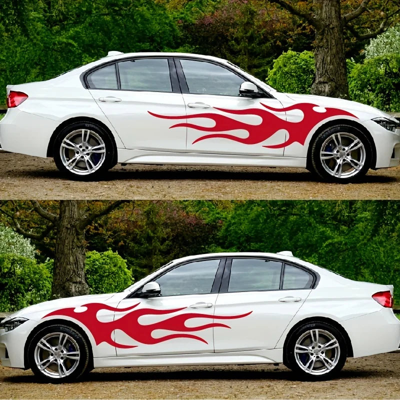 4pcs Fashion for Car Sticker Flame Flame Car Body Sticker Striped Door Decal Waterproof Decorative Waterproof Vinyl Decals (ONLINE ORDER ONLY)