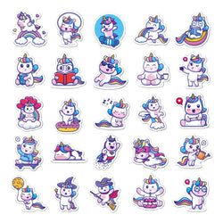 10/30/50PCS Funny Cartoon Unicorn Sticker Decals Gift DIY Phone Scrapbook Suitcase Helmet Car Classic Toys Waterproof Stickers (ONLINE ORDER ONLY)