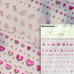 Flat Small Pink Brown Halo Dyeing Love Heart Geometric Leopard Shiny Jelly Chic Embossed Relief Nail Art Stickers Manicure Decal (Online Order Only)