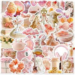 Aesthetic Pink Stickers Set for DIY Scrapbooking, Laptop, Phone, Guitar, Bottle Decals (Online Order Only)