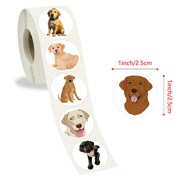 100-500pcs 1inch Animal Dog Stickers Roll for Envelope Praise Reward Student Label Stationery Seal Lable Child Toy Gift (ONLINE ORDER ONLY)