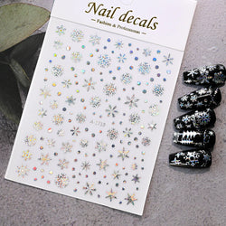 3D Gold Glitter Snowflake Nail Sticker Winter Reflective Elk Star Balloon Christmas Tree Foil Xmas New Year Decal Tips Decoratio (ONLINE ORDER ONLY)