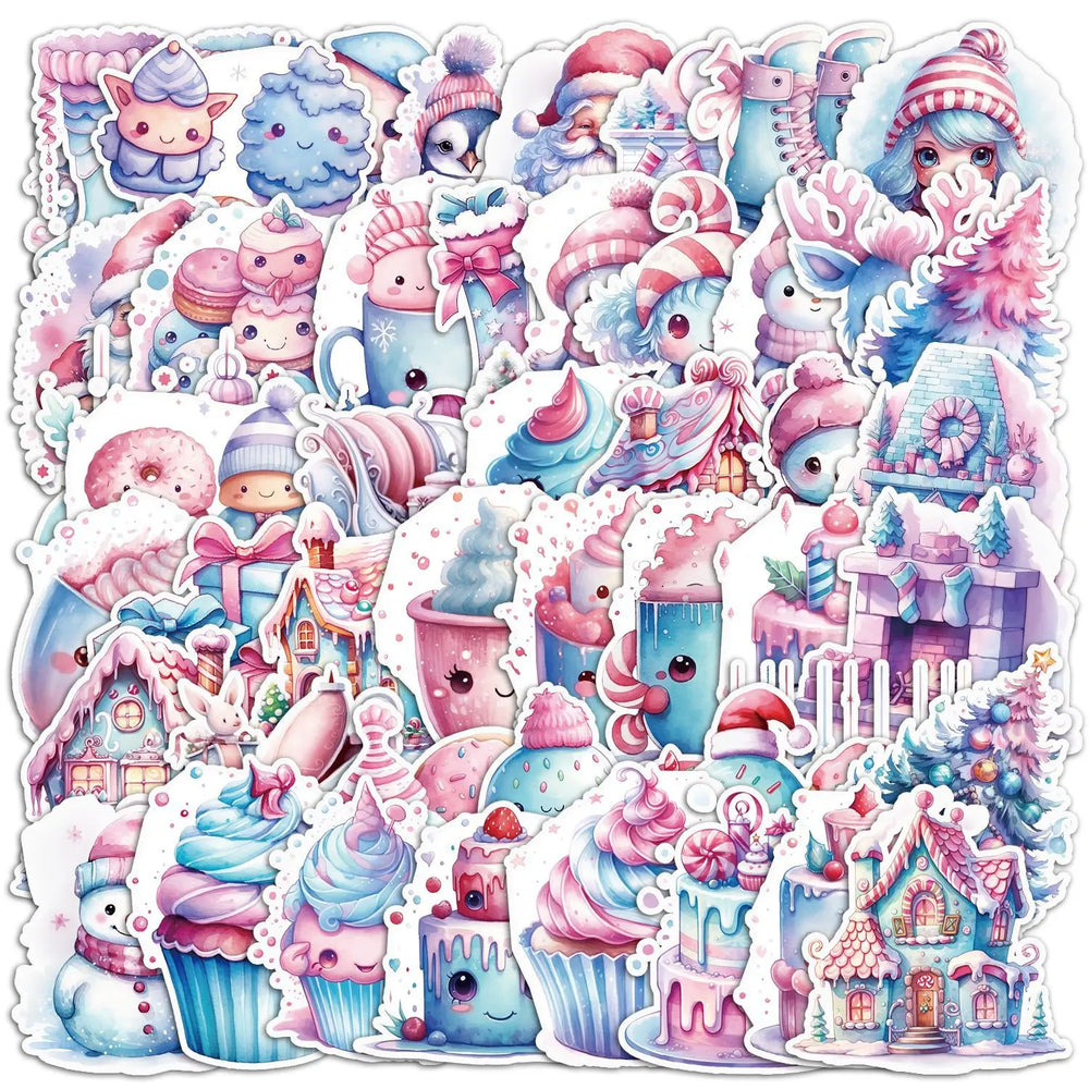 50Pcs Cute Winter Cartoon Graffiti Stickers for Helmet, Wall, DIY Decoration (ONLINE ORDER ONLY)