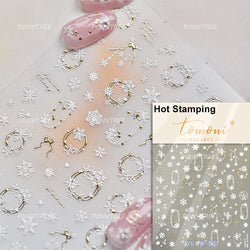 Geometric Grid Square Butterfly Snow Star Metal Self Adhesive Nail Art Sticker Snowflake Rhinestone Manicure Decal Nail Supplies (ONLINE ORDER ONLY)