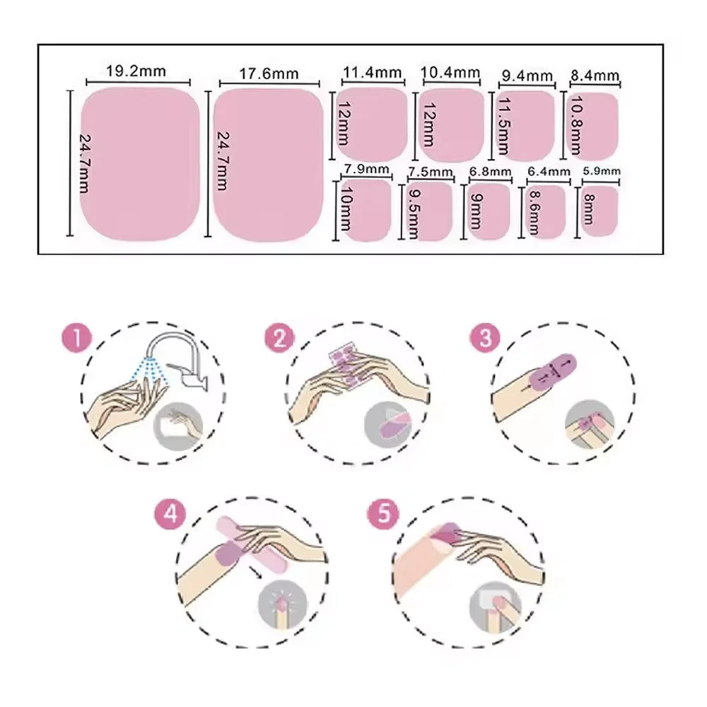110Tips 3D Full Cover Gradient Toenail Stickers Multi Color Self Adhesive Slider No Need UV Lamp Cured Press On Toe Nail Decals* (ONLINE ORDER ONLY)