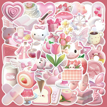 50pcs Cute Pink Graffiti Stickers for Helmet, Wall, Desktop Decoration (ONLINE ORDER ONLY)