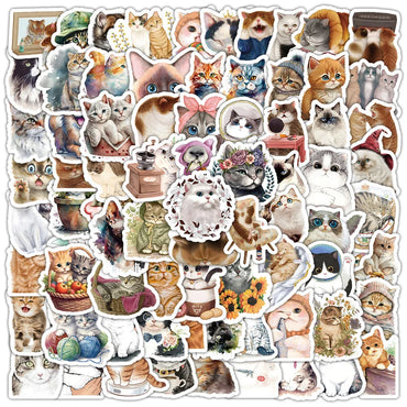 10/30/50/100PCS Cute Kawaii Cats Stickers Decoration Waterproof Skateboard Laptop Phone Notebook Luggage Bike Cartoon Decals Toy (ONLINE ORDER ONLY)