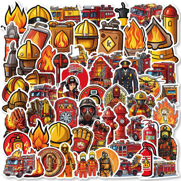 10/30/61pcs Fire Hero Firefighter Stickers Fireman Decal Laptop Suitcase Motorcycle Car Phone Decoration Sticker Kid Classic Toy (Online Order Only)