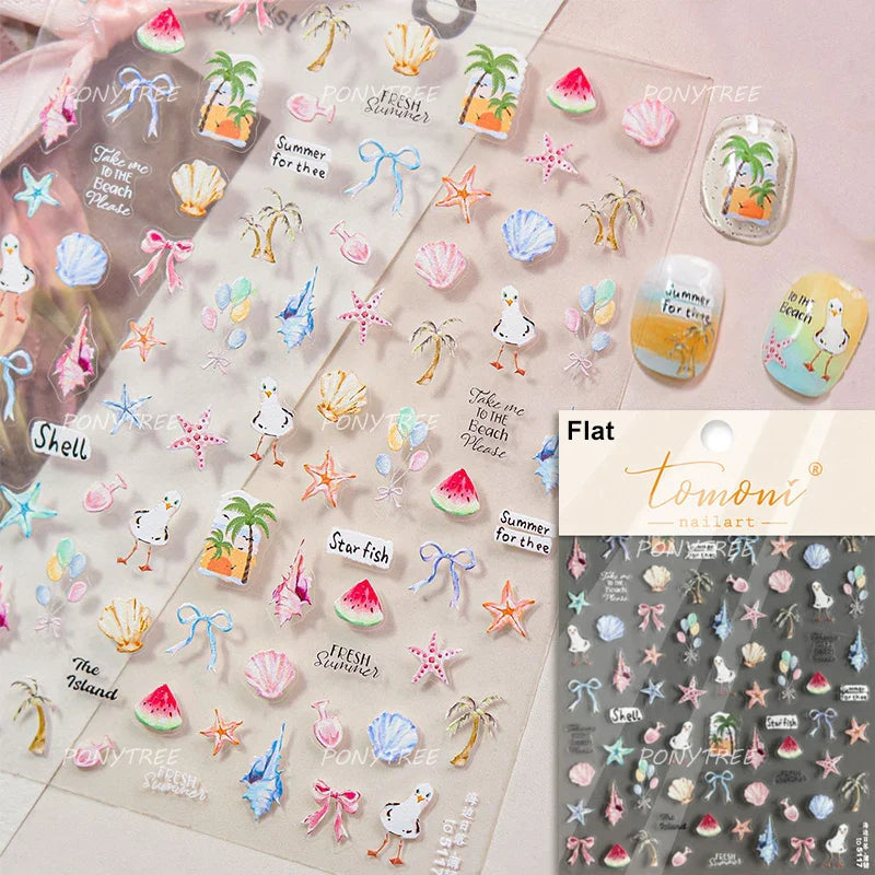 Cute Duck Pear Bowknot Mini Flower Duckling Line Bow Photo Frame Seal Stamp Figure Self Adhesive Nail Art Sticker Manicure Decal (ONLINE ORDER ONLY)