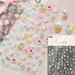 Cute Duck Pear Bowknot Mini Flower Duckling Line Bow Photo Frame Seal Stamp Figure Self Adhesive Nail Art Sticker Manicure Decal (ONLINE ORDER ONLY)