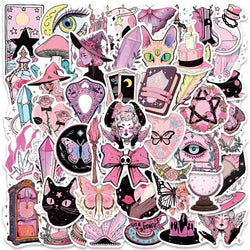Gothic Witch Magic Cartoon Stickers Decals for Laptop, Suitcase, Phone, Motorcycle - 10/30/50pcs (Online Order Only)