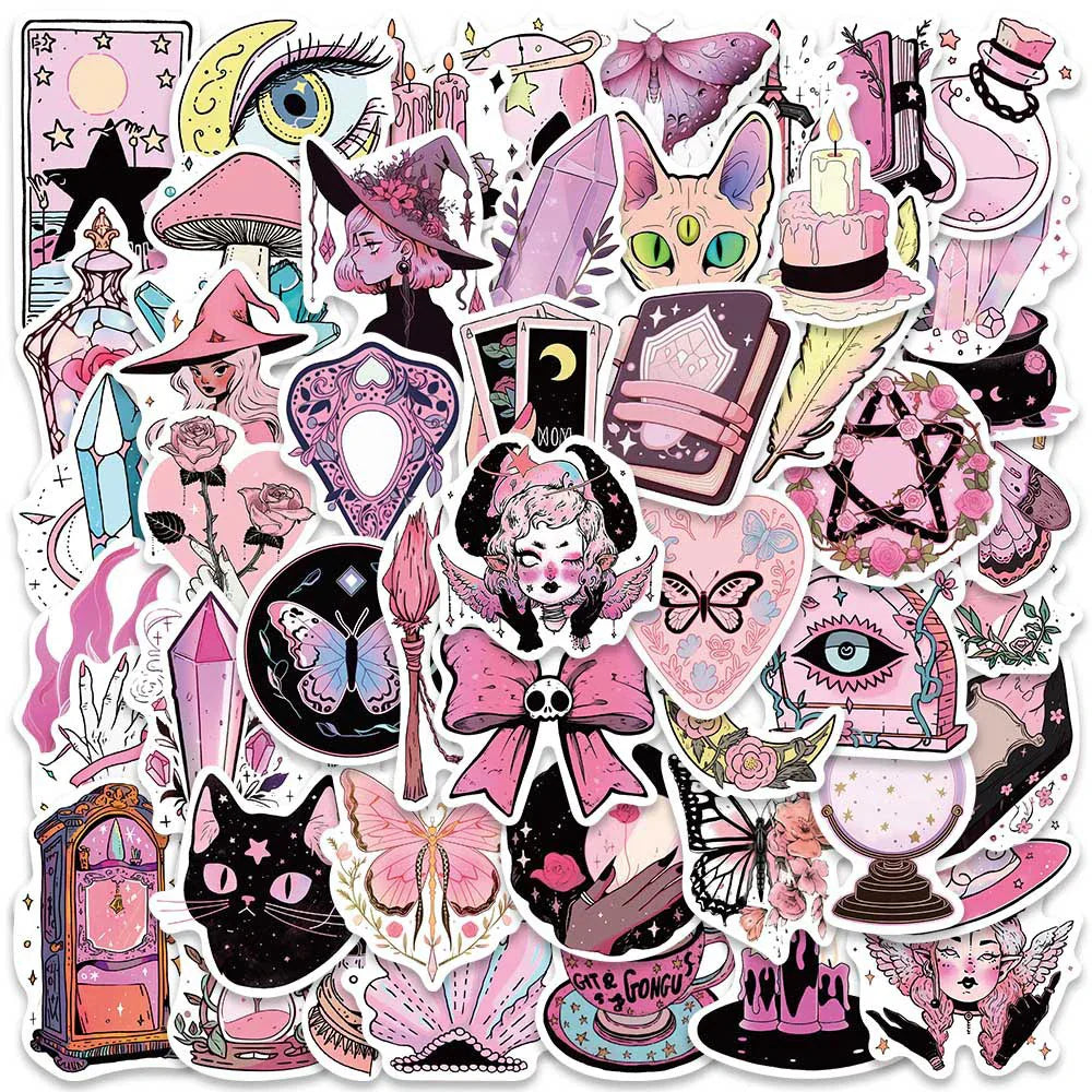 Gothic Witch Magic Cartoon Stickers Decals for Laptop, Suitcase, Phone, Motorcycle - 10/30/50pcs (Online Order Only)