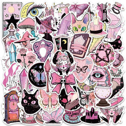Gothic Witch Magic Cartoon Stickers Decals for Laptop, Suitcase, Phone, Motorcycle - 10/30/50pcs (Online Order Only)