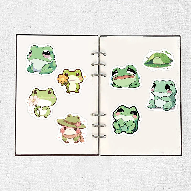 10/30/100PCS Cute Little Frog PVC Sticker Aesthetic Stationery School Supplies DIY Decoration Korean Scrapbooking for Kids (ONLINE ORDER ONLY)