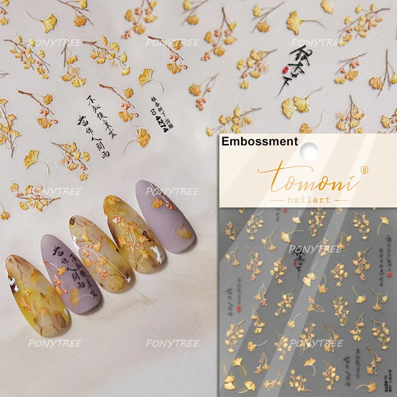Antique Flowers Bird Swallow Fruit Narcissus Orchid Oranges Peaches Grape Cherry Strawberries Nail Art Stickers Manicure Decals (ONLINE ORDER ONLY)