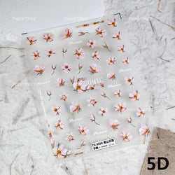 Chic Begonia Flower Miss-grass Pink Gradient Cherry-apple Tree Leaves Peach Blossom Adhesive Nail Art Spring Nail Stickers Decal (ONLINE ORDER ONLY)