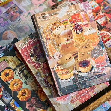 45 Sheets/book Vintage Japanese Die Cut Decorative Sticker Ins Cute Food Laptop Scrapbook Journal Kawaii Stickers Kids Gift (Online Order Only)
