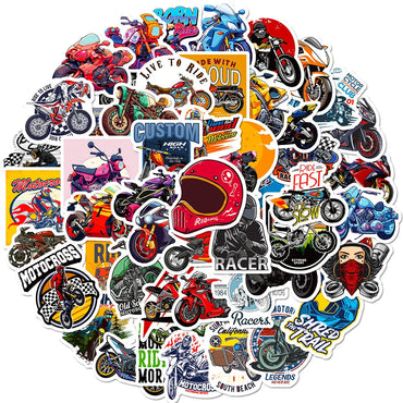 10/30/50pcs Classic Motorcycle Stickers Mountain Bike Decals Laptop Suitcase Notebook Motorcycle Cool Waterproof Sticker Toys (ONLINE ORDER ONLY)
