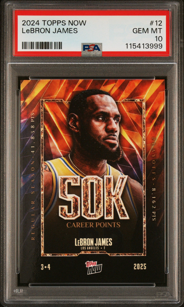 Graded 2024 Topps Now LeBron James #12 Basketball Card PSA 10 Gem Mint (ONLINE ORDER ONLY)