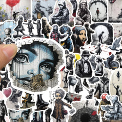10/30/50pcs Cool Banksy Street Art Graffiti Stickers Cartoon Decals Laptop Scrapbook Phone Suitcase Car Waterproof Sticker Toys (ONLINE ORDER ONLY)