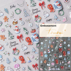 Winter Dreamy Hot Stamping Romantic White Pink Snowflakes Hexagon 3D Self Adhesive Nail Art Stickers Christmas Manicure Decals (ONLINE ORDER ONLY)