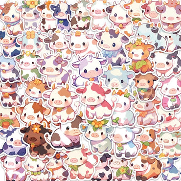 10/30/50PCS Cute Rainbow Cow PVC Sticky Sticker Aesthetic DIY Korean Stationery Decoration Scrapbooking School Supplies for Kids (ONLINE ORDER ONLY)