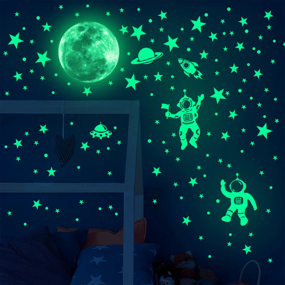 Glow in the Dark Astronaut Star Moon Wall Stickers for Kids Room Decor (ONLINE ORDER ONLY)