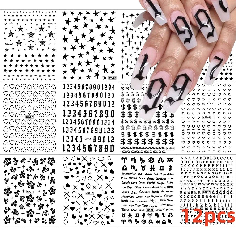 12 Sheets Valentines Nail Stickers Red Heart Nail Art Sticker Decal Solid Hollow Heart 3D Self-Adhesive Design Nail Art Supplies (ONLINE ORDER ONLY)
