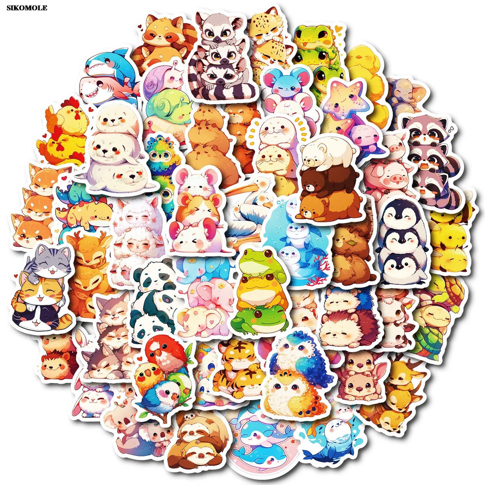 Cartoon Animal Stickers Pack for Laptop, Bike, Skateboard, DIY Decor (Online Order Only)