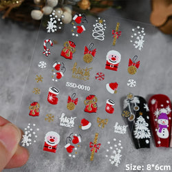 Cute Deer Christmas Nail Stickers 5D Embossed Elk Star Gingerbread Man Snowflake Santa Claus Holly DIY Winter Engraved Manicure* (ONLINE ORDER ONLY)