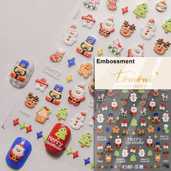 Winter Dreamy Hot Stamping Romantic White Pink Snowflakes Hexagon 3D Self Adhesive Nail Art Stickers Christmas Manicure Decals (ONLINE ORDER ONLY)