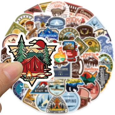 10/30/48PCS Camping Stickers Outdoor Travel Hiking Cartoon Decals DIY Laptop Scrapbook Phone Luggage Water Bottle Helmet Sticker (ONLINE ORDER ONLY)