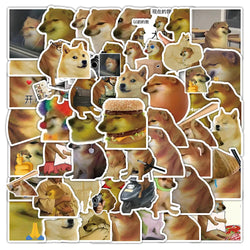 Funny Dog Meme Stickers - Cute Cartoon Decals for Laptop, Car, Phone - Waterproof Kids Toys (ONLINE ORDER ONLY)