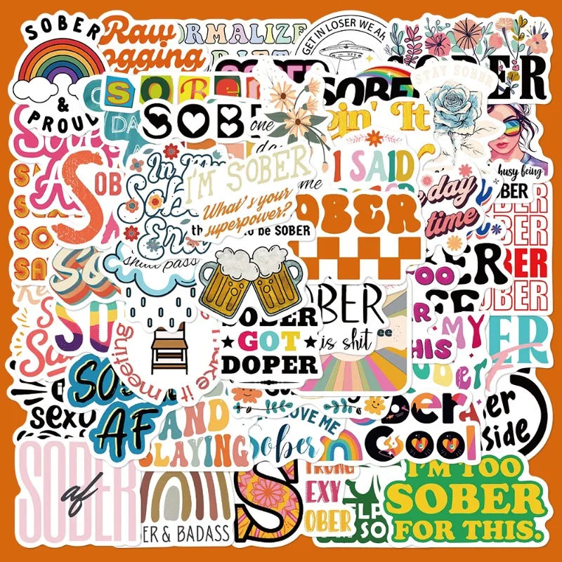 50pcs Creative English Graffiti Stickers for Helmet, Wall, Desktop Decoration (Online Order Only)