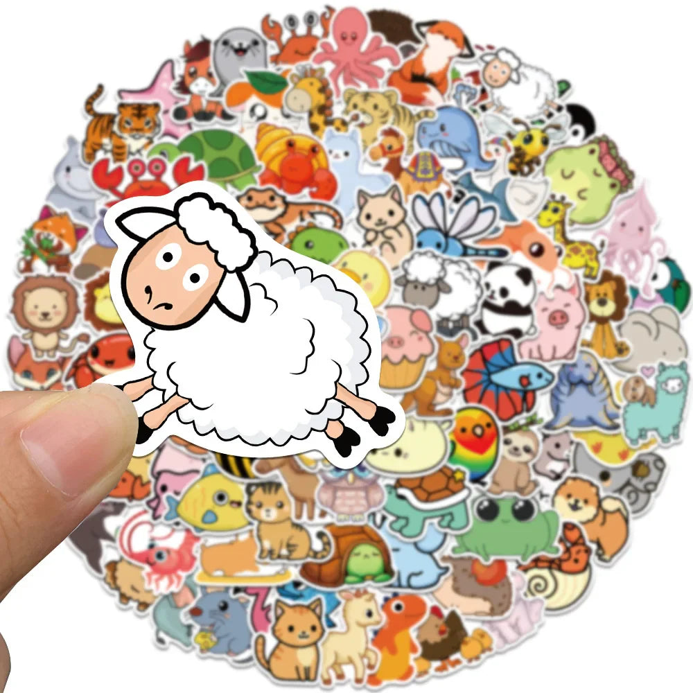 10/30/50/100PCS Mix Cute Animal Cartoon Stickers Aesthetic Waterproof Guitar Skateboard Laptop Graffiti Stickers Kid Classic Toy (Online Order Only)