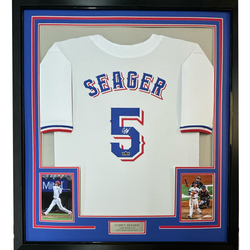 Framed Facsimile Autographed Corey Seager 35x39 Texas White Reprint Laser Auto Baseball Jersey (ONLINE ORDER ONLY)