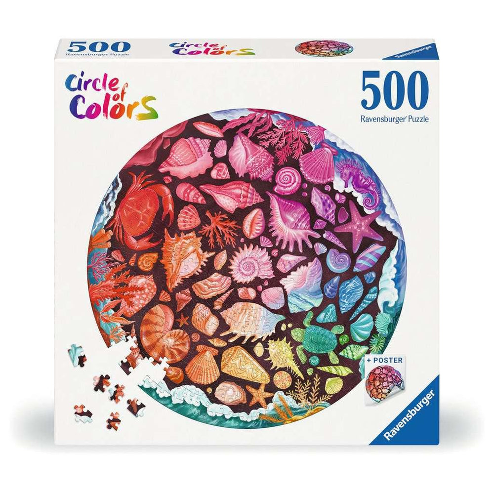 Seashells "Circle of Colors" 500 Piece Round Jigsaw Puzzle Ravensburger (ONLINE ORDER ONLY)