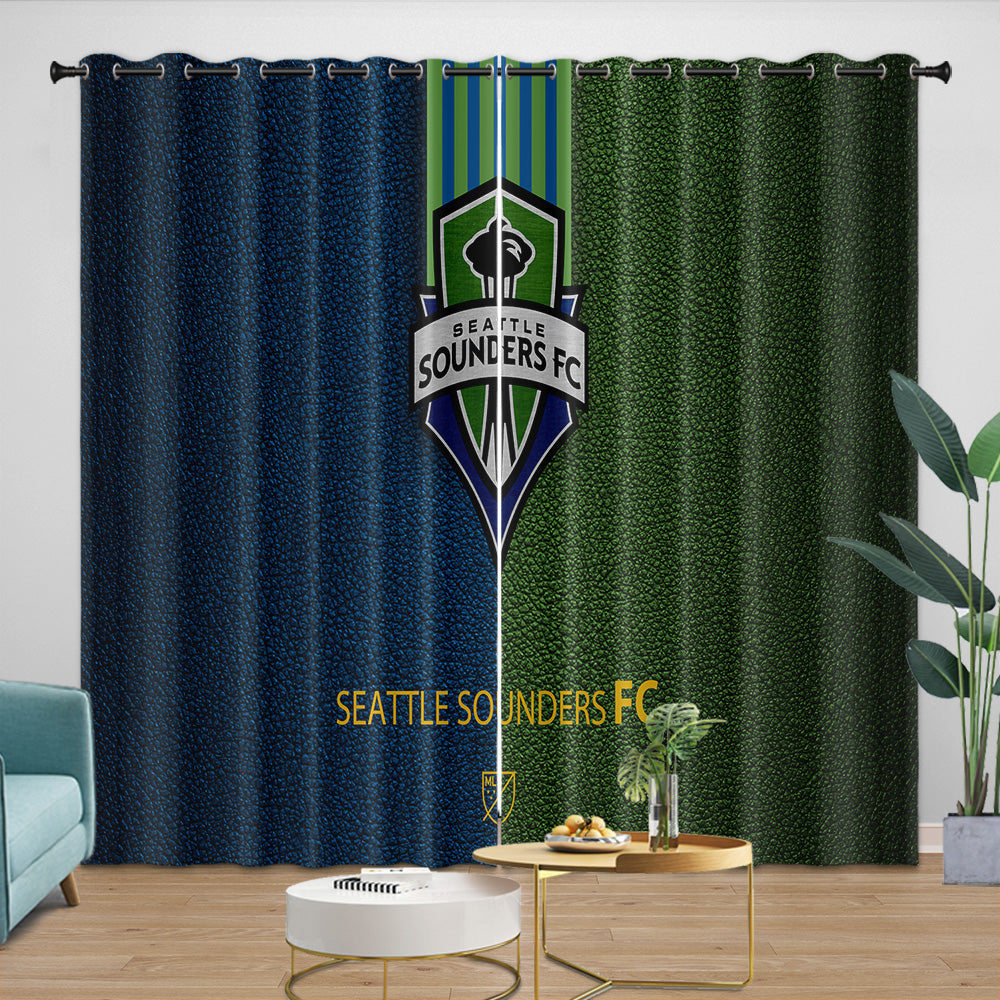Seattle Sounders FC Curtains Blackout Window Drapes Room Decoration (Online Order Only)
