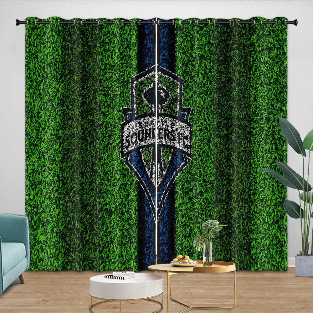Seattle Sounders FC Curtains Blackout Window Drapes Room Decoration (Online Order Only)
