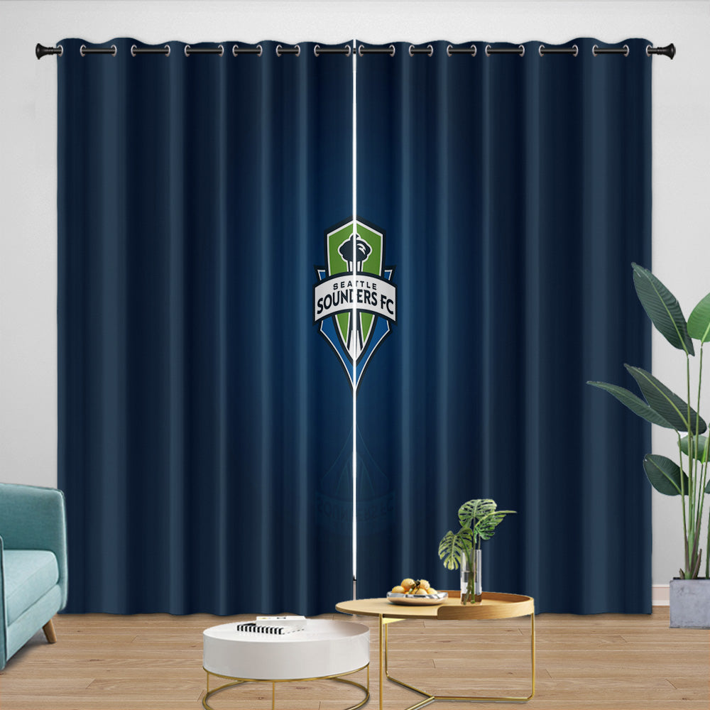 Seattle Sounders FC Curtains Blackout Window Drapes Room Decoration (Online Order Only)